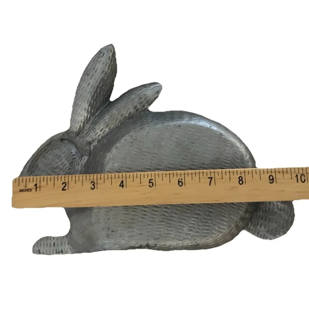 Vintage Pewter Bunny Rabbit Decorative Tray‎ Trinket Dish Farm Farmhouse Garden